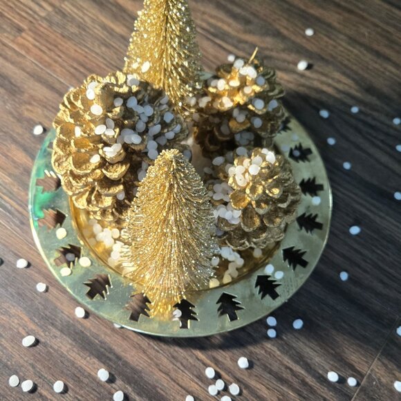 NEWBURY COLLECTION Golden Pinecone Candle Garden NEW IN BOX! - Picture 11 of 14